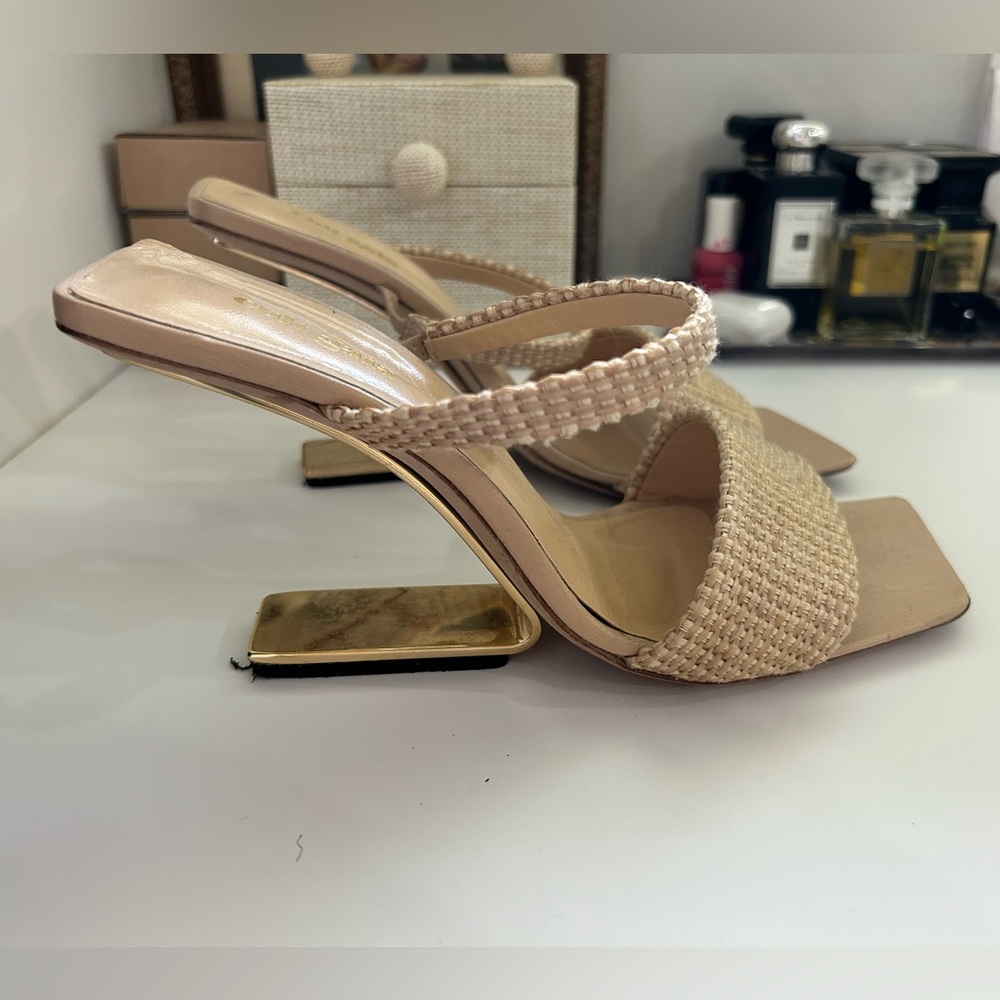 Cult Gaia metal heeled raffia wedge